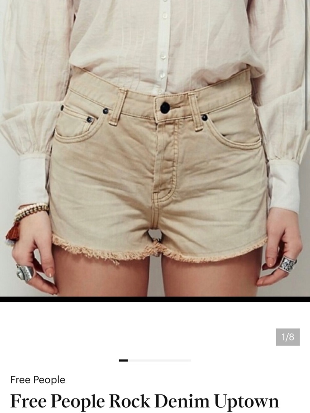 Free People Cream Frayed Hem Denim Shorts size 27